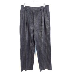 Linda Allard Ellen Tracy Size 12 Gray Teal Dress Pants Wool Wide Leg High Rise